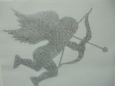 einzigartiger Engel mit Pfeil und Bogen Bügelbild Strass Hotfix Hotglue Strass