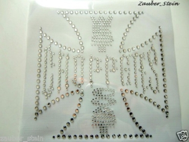 Wappen Kreuz Chopper Hotfix Bügelbild Strass Motorrad