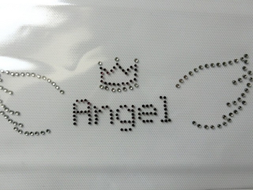 Angel Krone Flügel Strass Hotfix Bügelbild Shirt Jacke Tasche Mantel Schriftzug