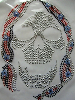 Skull Totenkopf Bügelbild Hotfix Hotglue Shirt Studs Jacke RIIIIIIIESIG!!!  Bügelbild Hotfix Studs Folie Silber  HOTFIX HOTGLUE Bügelbild Applikation