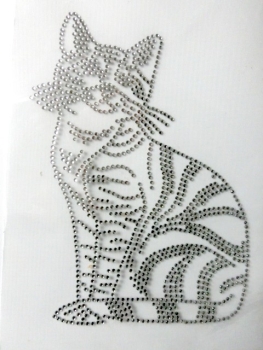 eine Schmuse Katze Hotglue Hotfix Strass Bügelbild Bügelmotiv so süß