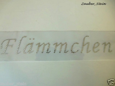 Schriftzug Flämmchen Strass Bügelbild  Hotfix TOP
