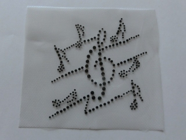 Preview: Noten Black Hotfix Hotglue Bügelbild Strass Musikschule Musik Bluse Jacke