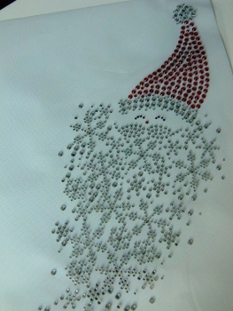 großer Nikolaus Weihnachtsmann Stern Strass Hotfix Bügelbild