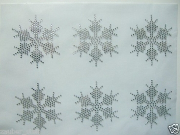 6 Sterne Stern Eiskristall Strass Hotfix Bügelbild Tischdecke Schiebevorhang