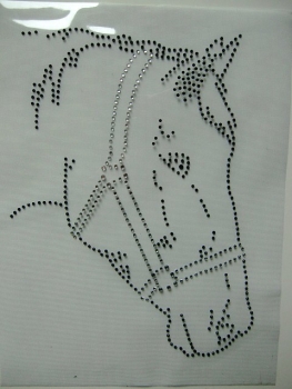 Traumhaftes Pferd Dressur Reiten Pferdekopf Bügelbild Strass Hotfix Hotglue Strass
