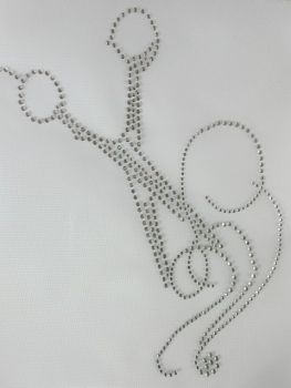 Preview: XXL 30x26cm!!! Strass Haare Schere Bügelbild Friseur Frisör Hotfix Friseurumhang