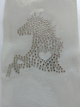 Pferd Dressur Reiten Strass Hotfix Bügelbild Schabracke Bandagen Abschwitzdecke re