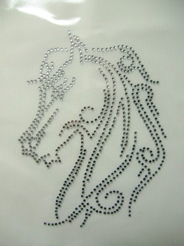 Preview: Pferd Pferdekopf Schabracke Bügelbild Strass Hotfix Hotglue Strass
