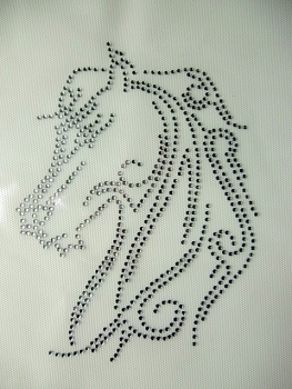 Pferd Pferdekopf Schabracke Bügelbild Strass Hotfix Hotglue Strass