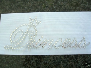Princess Schriftzug Strass Hotglue Hotfix Bügelbild