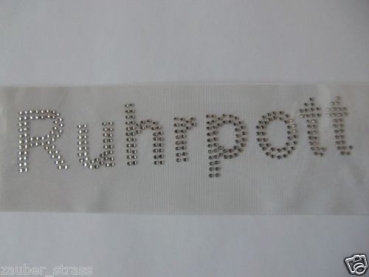 Ruhrpott Schriftzug Strass Hotglue Hotfix Bügelbild