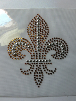 Fleur De Lis  Hotfix Hotglue Bügelbild Bügelmotiv Strass Gold