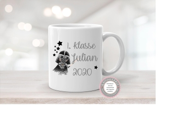 Preview: zauberhafte Tasse Emailletasse,1. Klasse Sterne Name Wunschname KITA Kindergarten Einschulung Becher Lüttentüddel