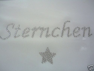 Schriftzug Sternchen mit Stern Strass Bügelbild Hotfix Hotglue
