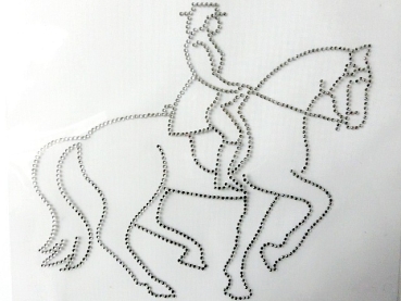 Pferd Dressur Reiten Pferde Reiterin Klar HOTFIX Bügelbild Strass Wappen