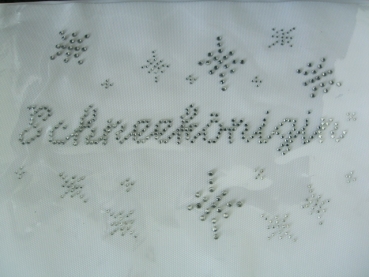 Schneekönigin Schriftzug Strass Hotglue Hotfix Bügelbild für Tischdecke Stuhlhusse Oktoberfest