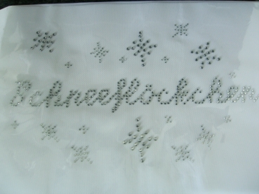 Preview: Schneekönigin Schriftzug Strass Hotglue Hotfix Bügelbild für Tischdecke Stuhlhusse Oktoberfest