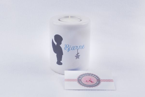 Erinnerungslicht Gedenklicht Engel Mädchen oder Junge Teelichthalter Teelicht Kerze Kerzenlicht Grablicht Kerze Allerheiligen Sternenkind Lüttentüddel®