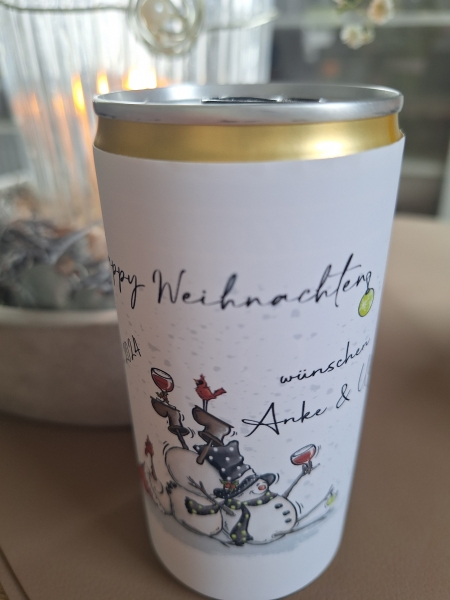 Prosecco Dose Banderole PERSONALISIERT beschwipste Schneemänner Getränke-Dosen Weihnachten Sylvester Neujahr von Lüttentüddel®
