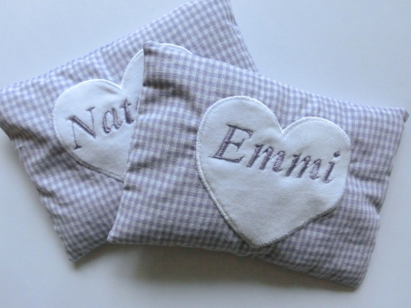 ♥ Herz Nicky Wunschname Körnerkissen Wärmekissen Dinkel Lavendel