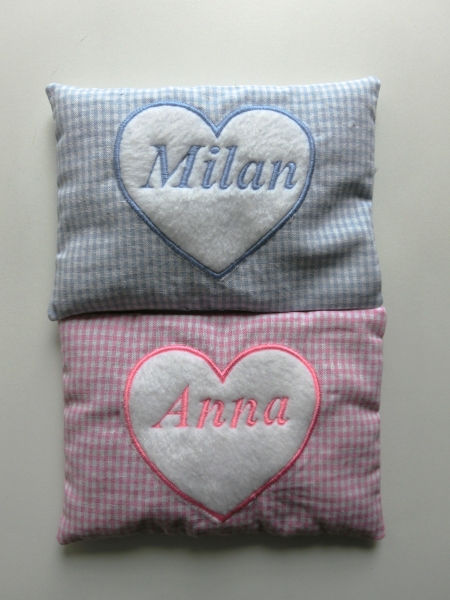 ♥ Herz Nicky Wunschname Körnerkissen Wärmekissen Dinkel Lavendel