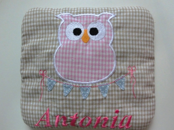 ♥ Körnerkissen Wärmekissen Dinkel Eule Wimpel