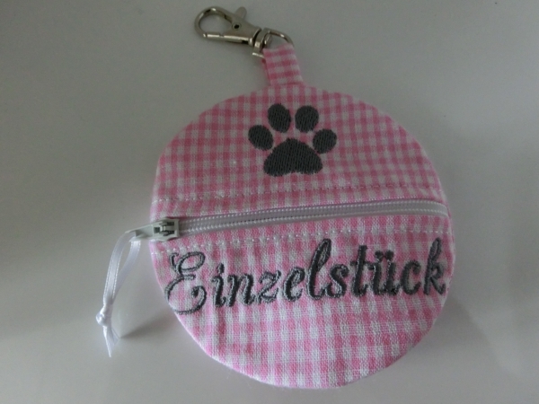 ♥ PFOTE Wunschname POOP BAG HUND KOTBEUTEL BESTICKT Vichy