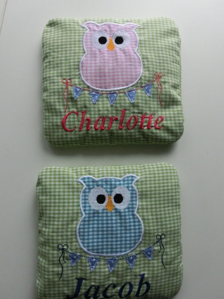 ♥ Körnerkissen Wärmekissen Dinkel Eule Wimpel