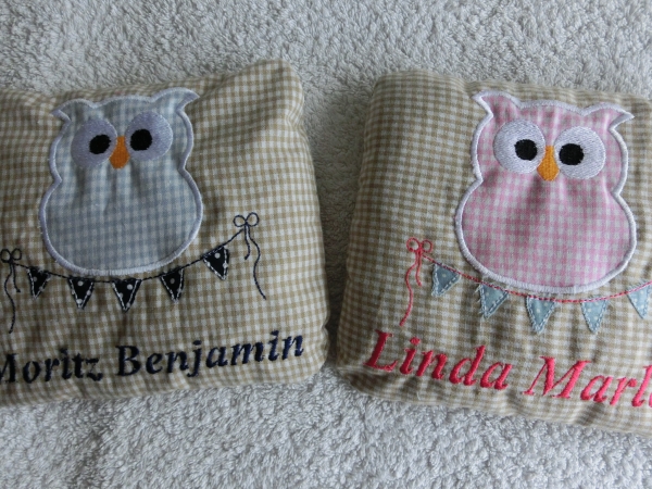 ♥ Körnerkissen Wärmekissen Dinkel Eule Wimpel