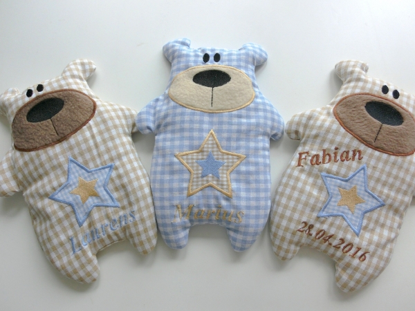 ♥ Knuddel Bär mit Herzapplikation Körnerkissen Wärmekissen Dinkel Wunschname