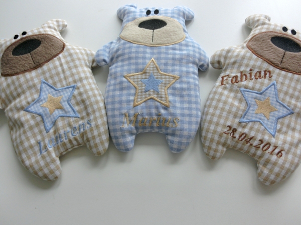 ♥ Knuddel Bär mit Stern Applikation Körnerkissen Wärmekissen Dinkel Wunschname