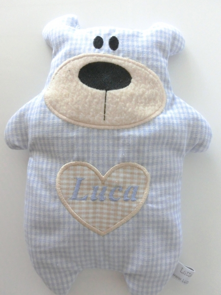 ♥ Knuddel Bär mit Herzapplikation Körnerkissen Wärmekissen Dinkel Wunschname