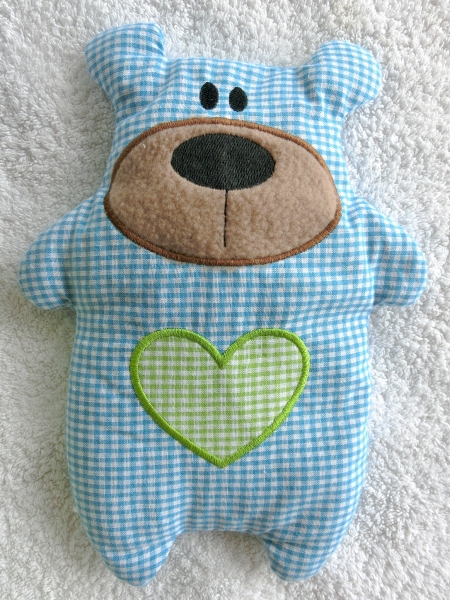 ♥ Knuddel Bär mit Herz Applikation Körnerkissen Wärmekissen Dinkel Wunschname