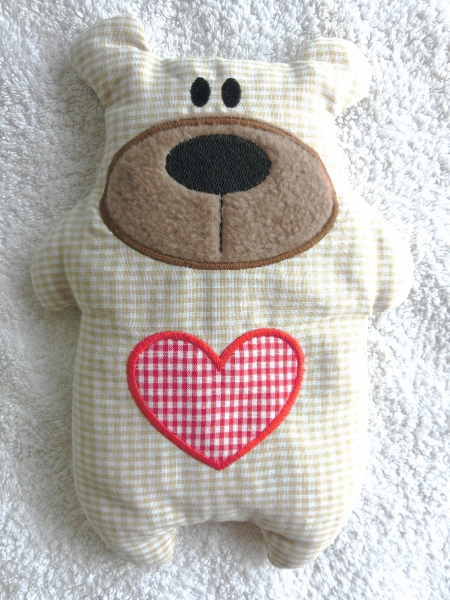 ♥ Knuddel Bär mit Herz Applikation Körnerkissen Wärmekissen Dinkel Wunschname