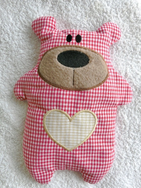 ♥ Knuddel Bär mit Herz Applikation Körnerkissen Wärmekissen Dinkel Wunschname