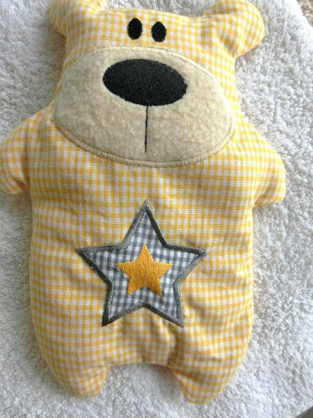 ♥ Knuddel Bär mit Stern Applikation Körnerkissen Wärmekissen Dinkel Wunschname von Lüttentüddel