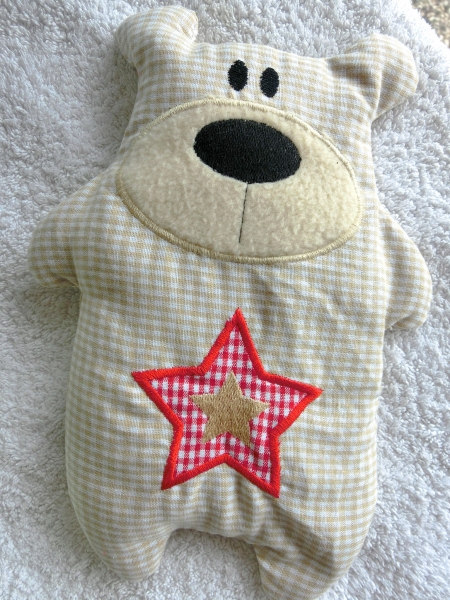 ♥ Knuddel Bär mit Stern Applikation Körnerkissen Wärmekissen Dinkel Wunschname von Lüttentüddel