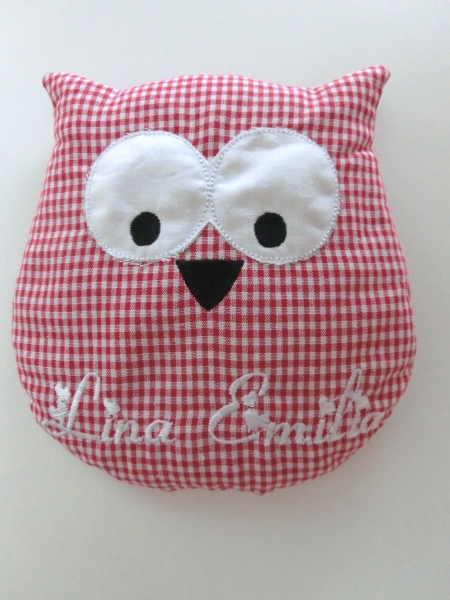 Eule Körnerkissen Wärmekissen Dinkel Wunschfarbe Name von Lüttentüddel