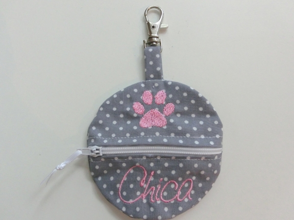 ♥ PFOTE Wunschname POOP BAG HUND KOTBEUTEL BESTICKT PUNKTE