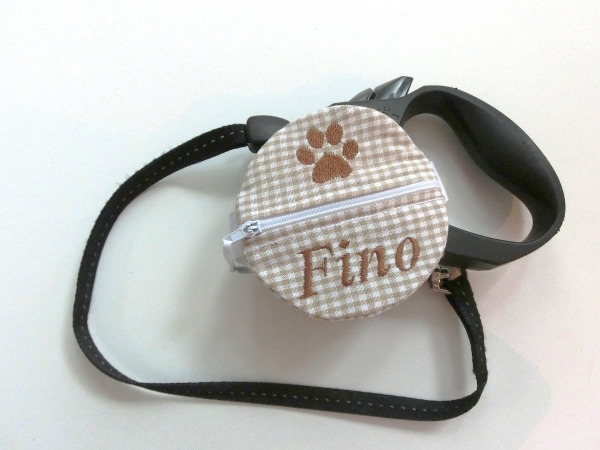 ♥ Pfote Wunschname POOP BAG HUND KOTBEUTEL BESTICKT Hundeleine Automatikleine Flexi