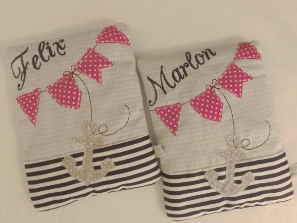 ♥ AHOI Anker Körnerkissen Wärmekissen Dinkel Wunschfarbe Wunschname