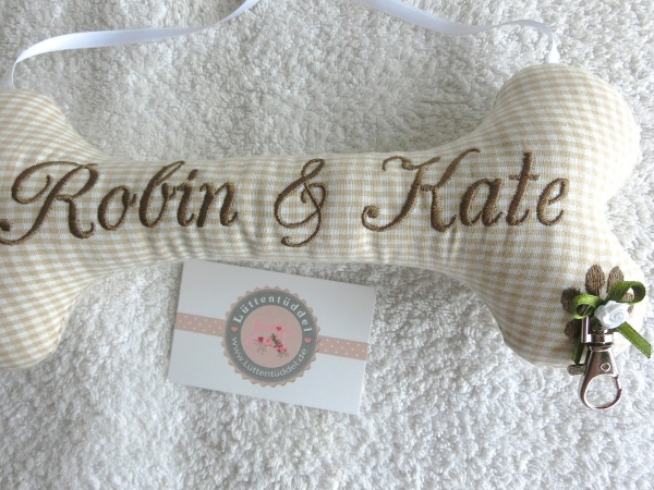 ♥ Ringkissen Knochen Wunschname Stickerei Hochzeit Hochzeitsknochen Just Married I Do Lüttentüddel®