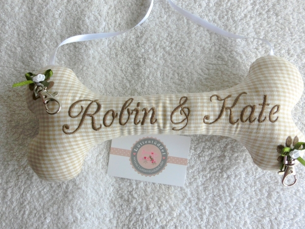 ♥ Ringkissen Knochen Wunschname Stickerei Hochzeit Hochzeitsknochen Just Married I Do Lüttentüddel®