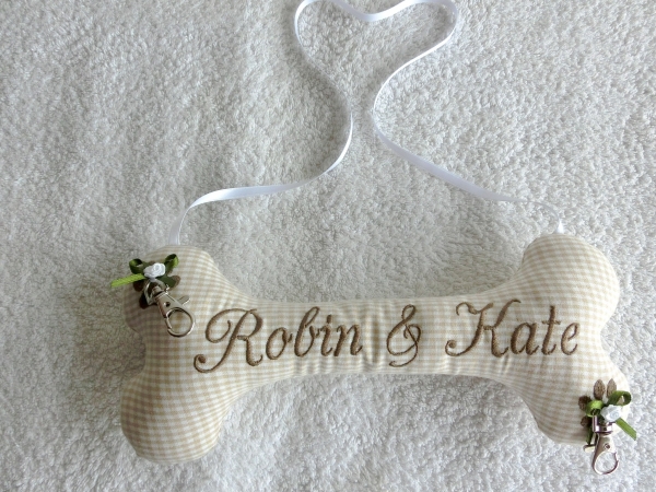♥ Ringkissen Knochen Wunschname Stickerei Hochzeit Hochzeitsknochen Just Married I Do Lüttentüddel®