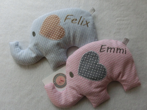 ♥ Elefant  Wunschname Körnerkissen Wärmekissen Dinkel Lavendel von Lüttentüddel