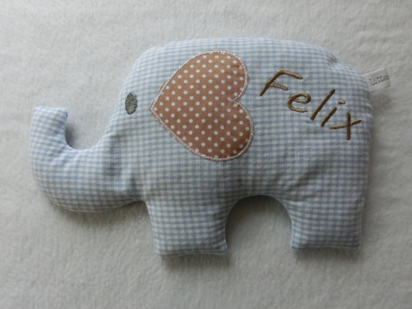 ♥ Elefant  Wunschname Körnerkissen Wärmekissen Dinkel Lavendel von Lüttentüddel