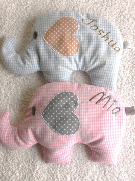 ♥ Elefant  Wunschname Körnerkissen Wärmekissen Dinkel Lavendel von Lüttentüddel