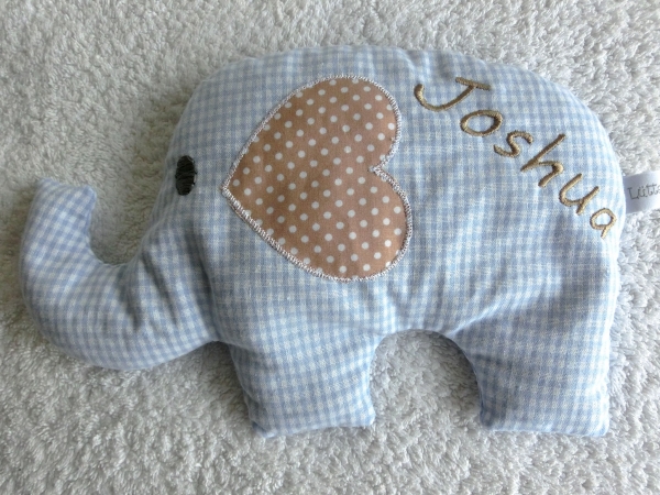 ♥ Baby Elefant  Wunschname Körnerkissen Wärmekissen Dinkel von Lüttentüddel