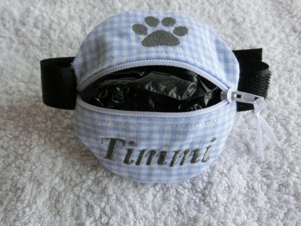 ♥ Wunschname Pfote POOP BAG HUND KOTBEUTEL BESTICKT Automatikleine Flexi